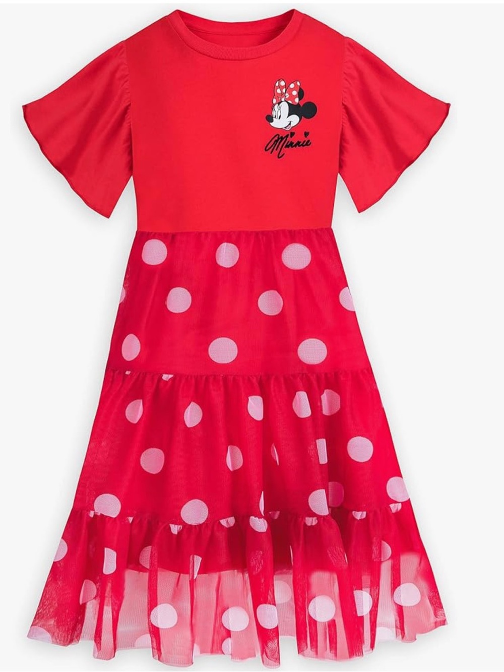 Disney Red Minnie Mouse Polka Dot Tiered Dress